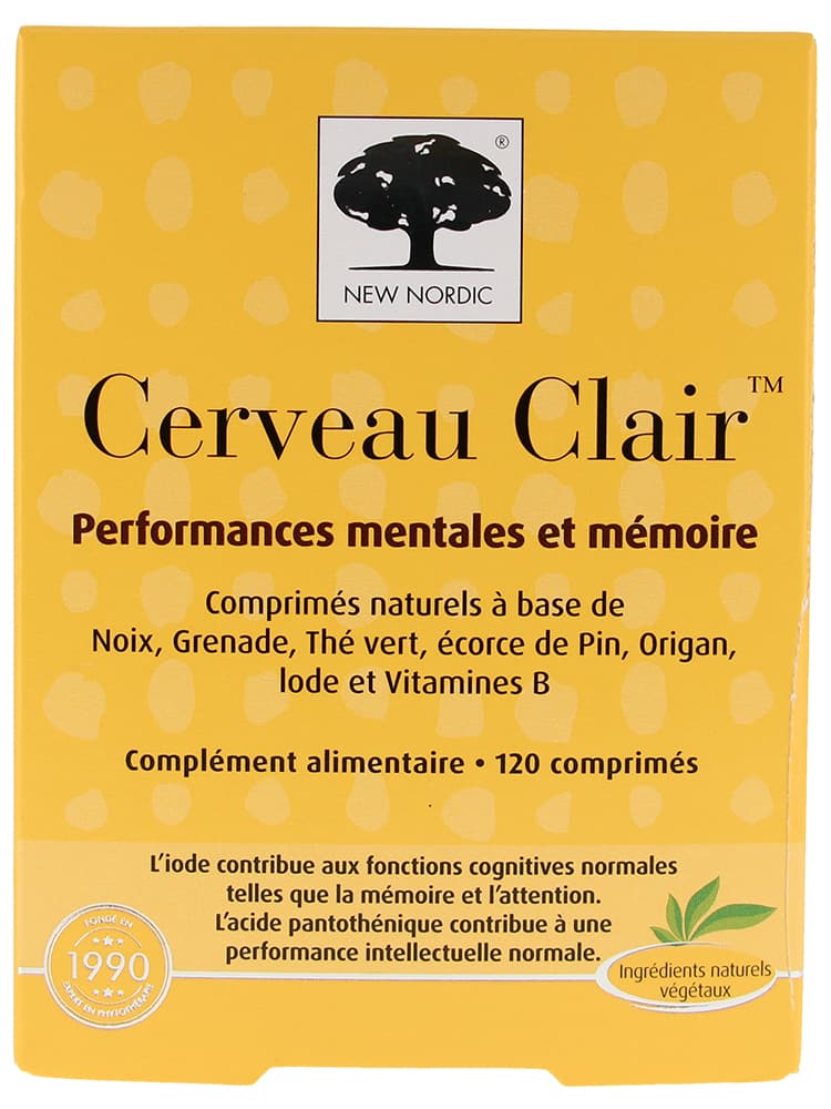 New Nordic Cerveau Clair Performance Mentales et Mémoire Complément Alimentaire 120 Comprimés
