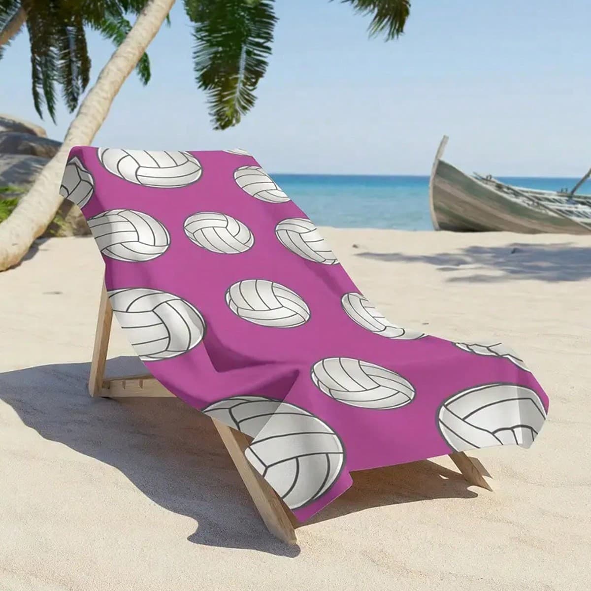 Serviette de plage en fibre à motif de volley-ball style sportif, serviette de mode et portable, serviette douce et créative pour exercices de yoga